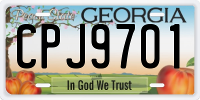 GA license plate CPJ9701