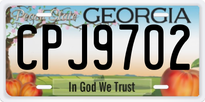 GA license plate CPJ9702