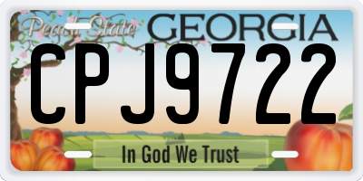 GA license plate CPJ9722