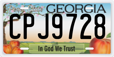 GA license plate CPJ9728