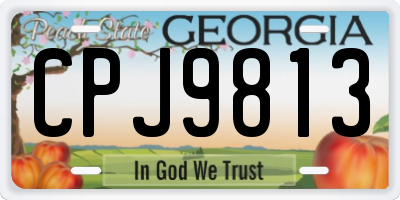 GA license plate CPJ9813
