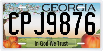 GA license plate CPJ9876
