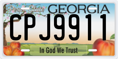 GA license plate CPJ9911