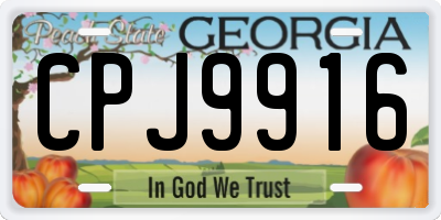 GA license plate CPJ9916