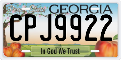 GA license plate CPJ9922
