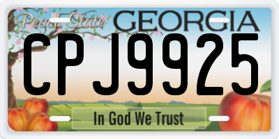GA license plate CPJ9925
