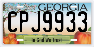 GA license plate CPJ9933