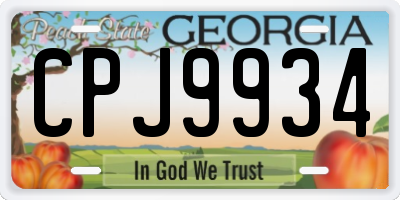 GA license plate CPJ9934