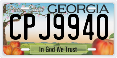 GA license plate CPJ9940