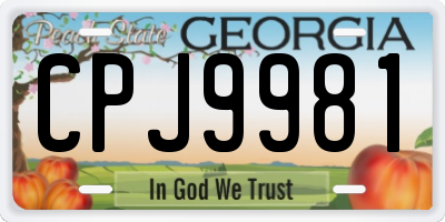GA license plate CPJ9981