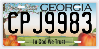 GA license plate CPJ9983