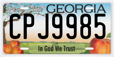 GA license plate CPJ9985