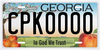 GA license plate CPK0000