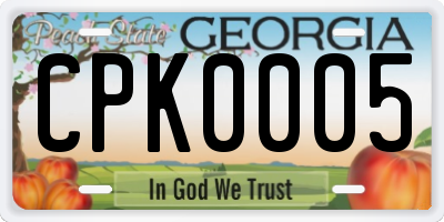 GA license plate CPK0005