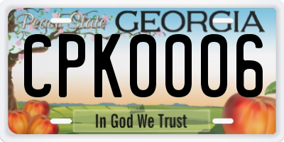 GA license plate CPK0006