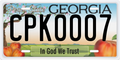 GA license plate CPK0007