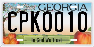 GA license plate CPK0010