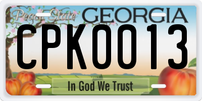 GA license plate CPK0013