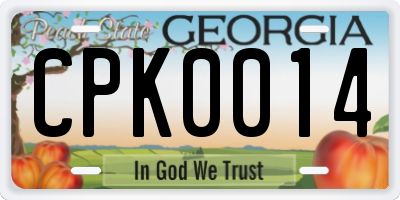 GA license plate CPK0014