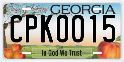 GA license plate CPK0015