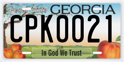 GA license plate CPK0021
