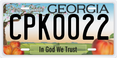 GA license plate CPK0022
