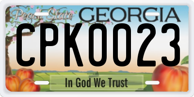 GA license plate CPK0023