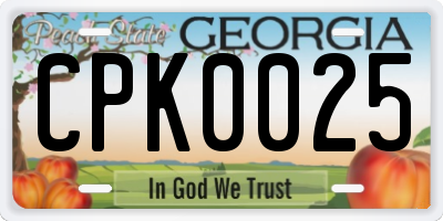 GA license plate CPK0025