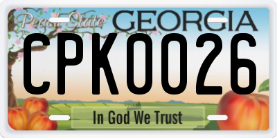 GA license plate CPK0026