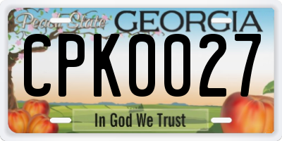 GA license plate CPK0027