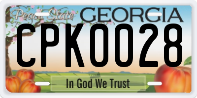GA license plate CPK0028