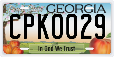 GA license plate CPK0029