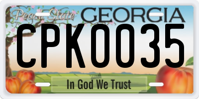 GA license plate CPK0035