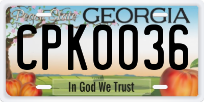 GA license plate CPK0036