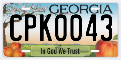 GA license plate CPK0043