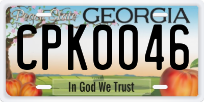 GA license plate CPK0046