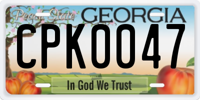 GA license plate CPK0047