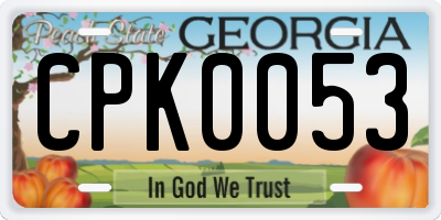 GA license plate CPK0053