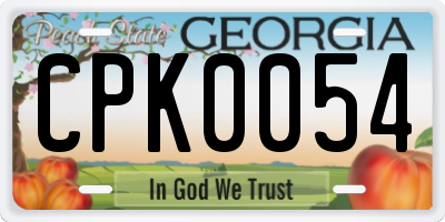 GA license plate CPK0054