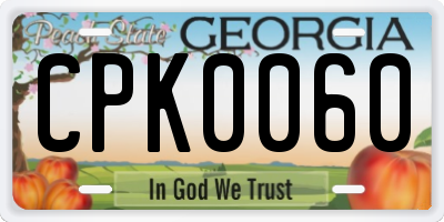 GA license plate CPK0060