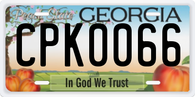 GA license plate CPK0066