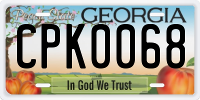 GA license plate CPK0068