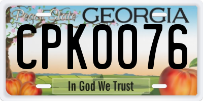 GA license plate CPK0076