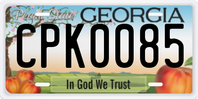 GA license plate CPK0085