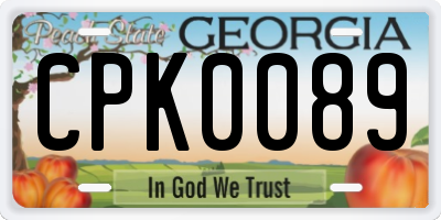 GA license plate CPK0089
