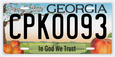 GA license plate CPK0093