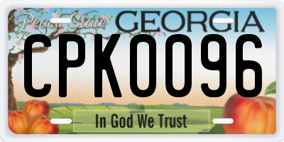 GA license plate CPK0096