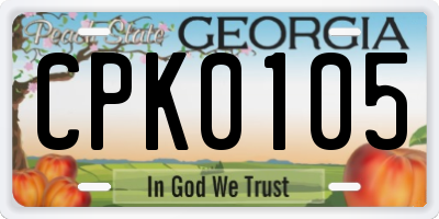 GA license plate CPK0105