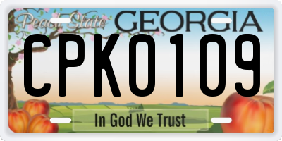 GA license plate CPK0109