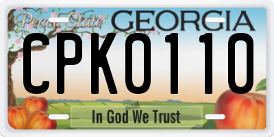 GA license plate CPK0110